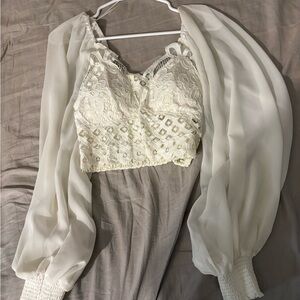 Jealous Tomato Cream Lace Top